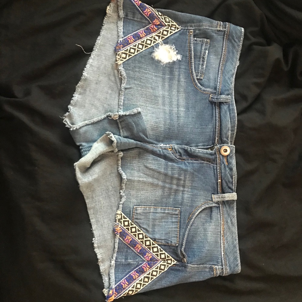 Embroidered jean shorts